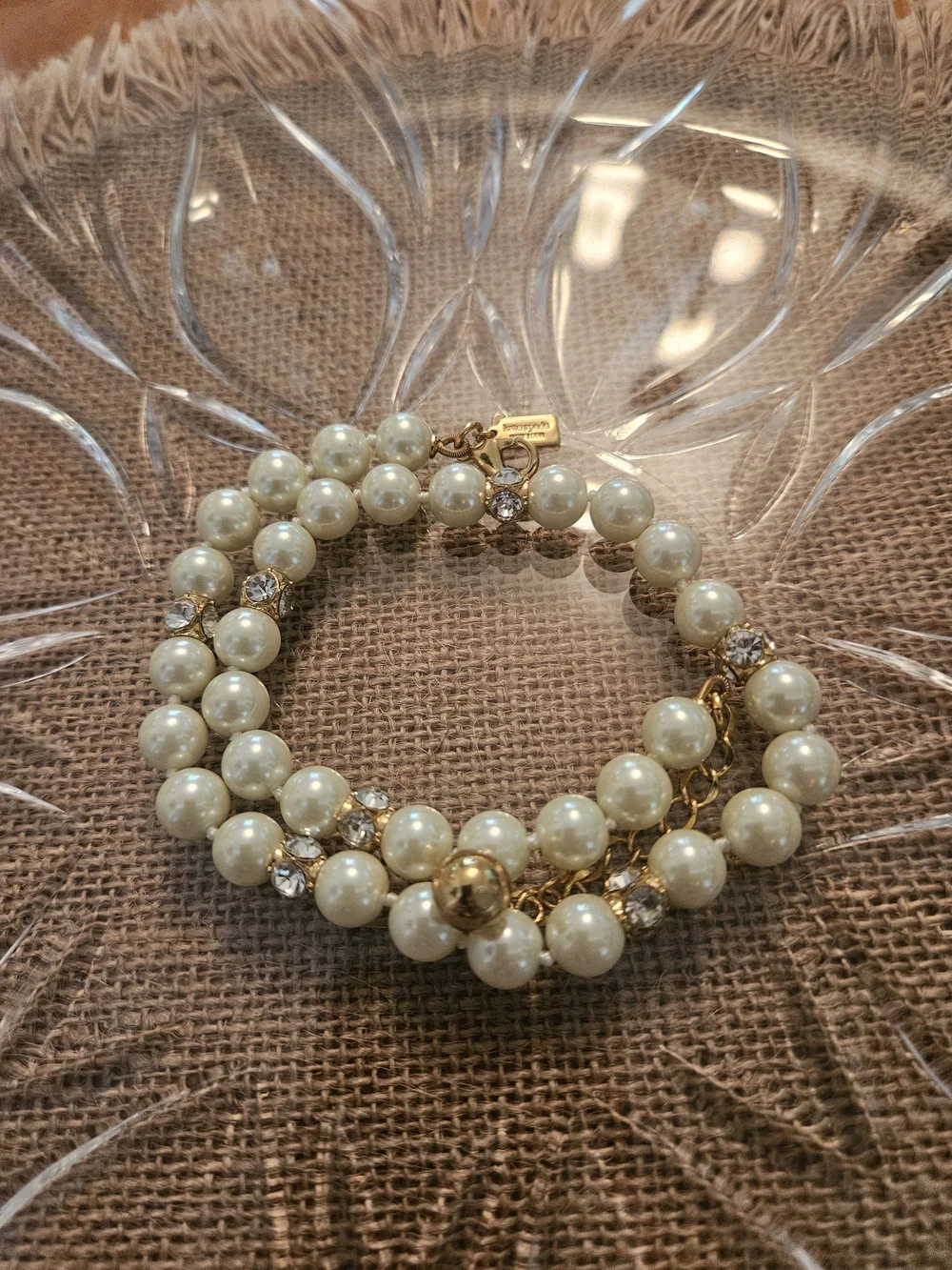 kate spade Pearl Bead Necklace in Cream with Gold Accents